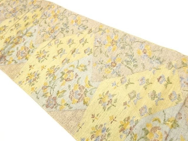 Hand Woven SILK Nagoya Obi with Abstract Flower and Grass Pattern